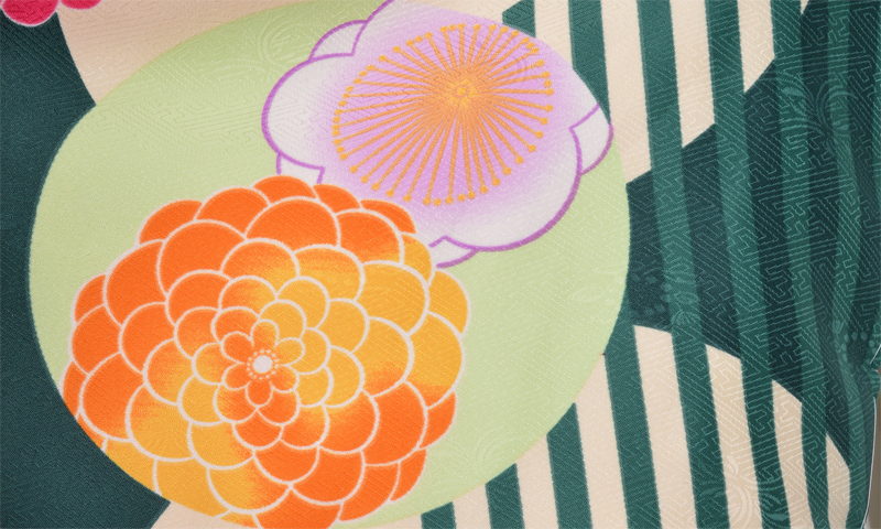 卒業袴［ベージュ×深緑・四季花］