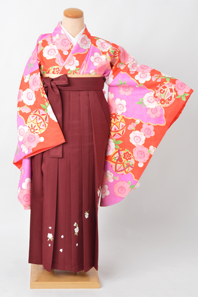 卒業袴［赤地/桜と手毬］