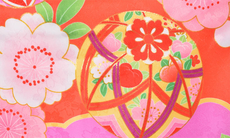 卒業袴［赤地/桜と手毬］