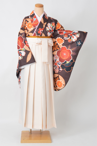 卒業袴［煤竹色/七宝・桜・菊］