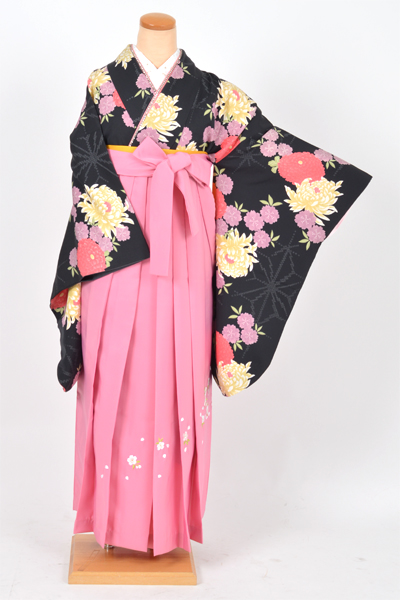 卒業袴[正絹・黒地に菊]