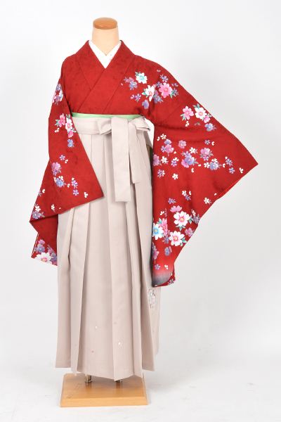 卒業袴[赤地に桜]