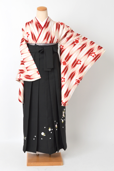 卒業袴[赤色/矢絣に桜・撫子.]