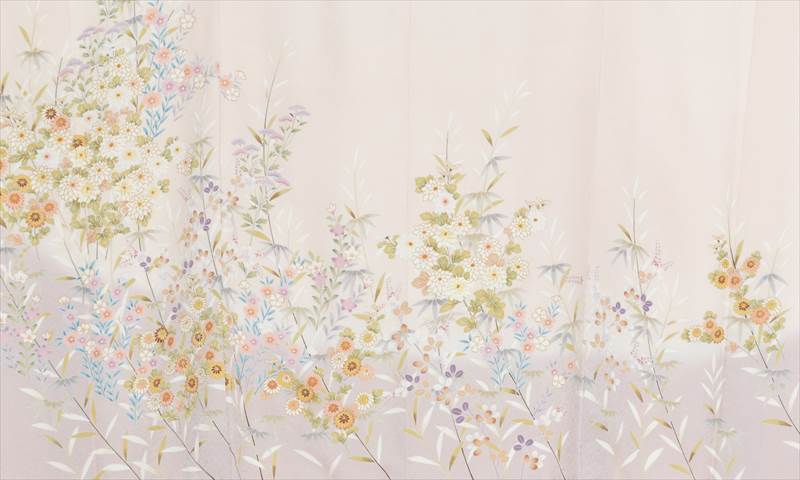 訪問着(サーモンピンクと薄紫)