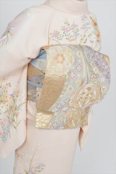 訪問着(サーモンピンクと薄紫)