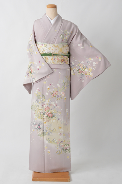 訪問着[薄紫地に花かご]