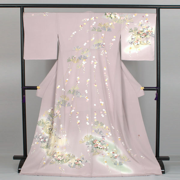 訪問着[薄紫地に花かご]