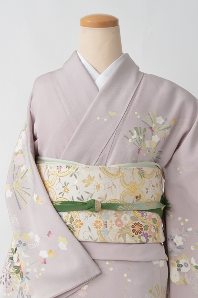 訪問着[薄紫地に花かご]