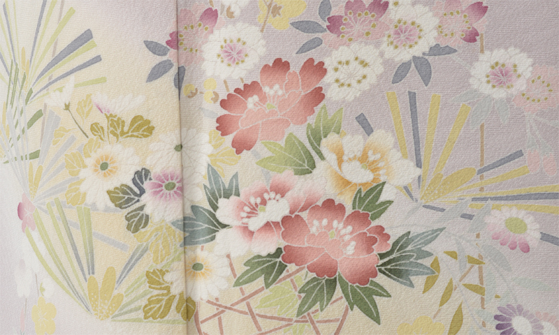 訪問着[薄紫地に花かご]