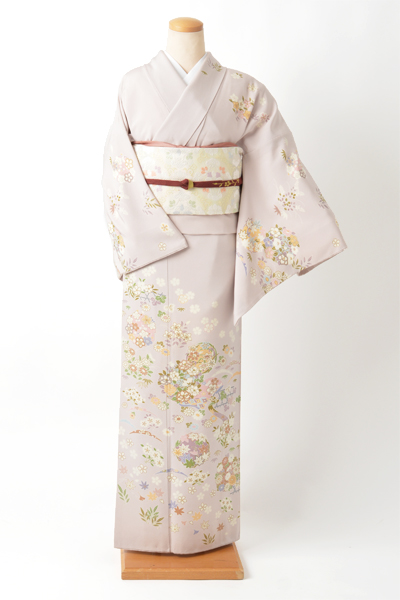 訪問着[薄紫・四季花模様]