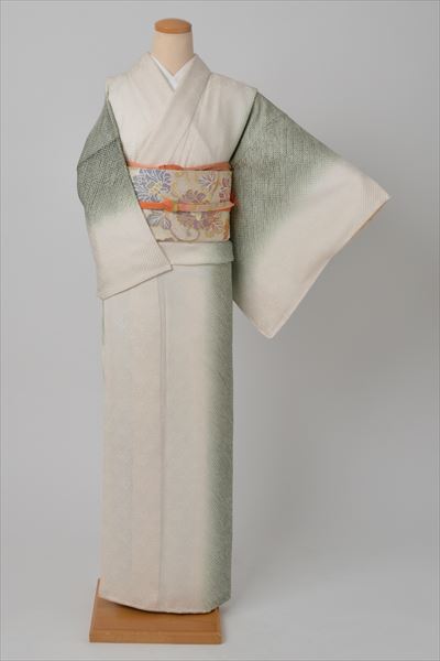 訪問着(白×抹茶・絞り)