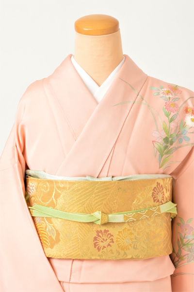 訪問着［サーモンピンクに花模様］