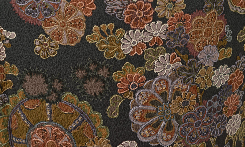 訪問着〔憲法色に刺繍で華紋の総柄〕