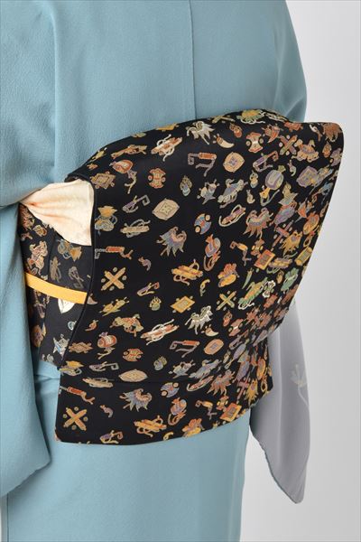 訪問着(ブルー・扇面)