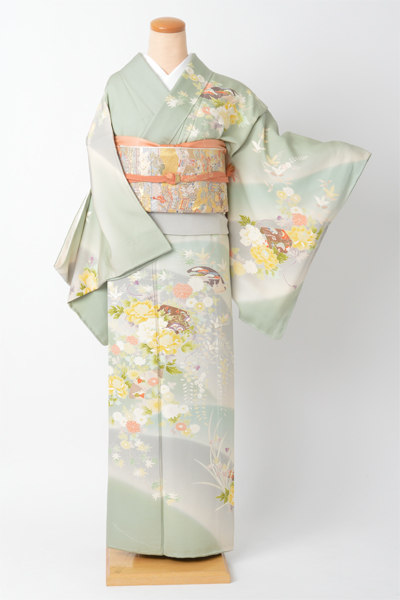 訪問着[裏柳色・四季花]