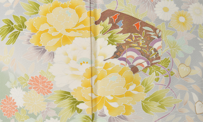 訪問着[裏柳色・四季花]