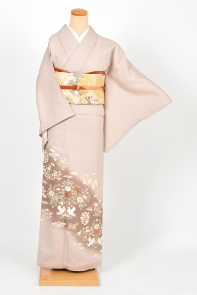 訪問着[モカベージュ×剣片喰紋/Ｓサイズ]