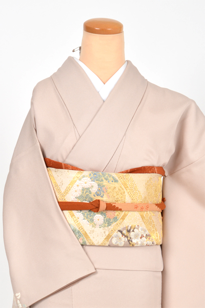 訪問着[モカベージュ×剣片喰紋/Ｓサイズ]