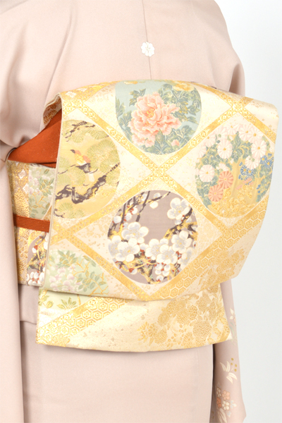 訪問着[モカベージュ×剣片喰紋/Ｓサイズ]