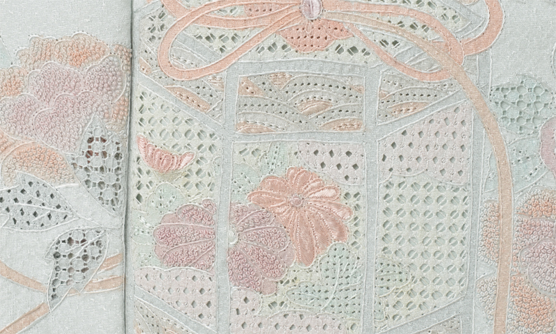 訪問着［Ｓサイズ/空色・スワトウ刺繡]