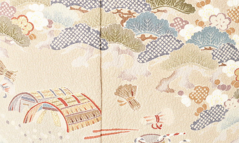 訪問着[枯れ色/松・梅.]