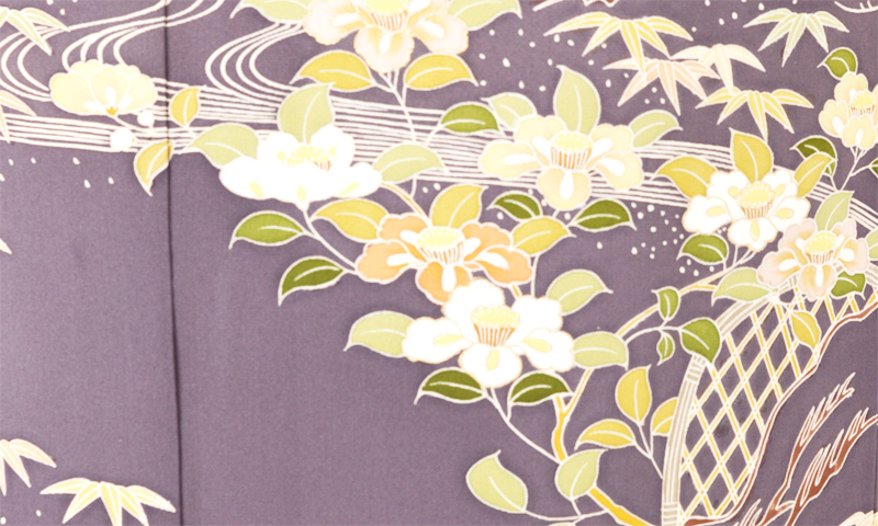 訪問着[濃鼠色/松竹梅に四季花.]