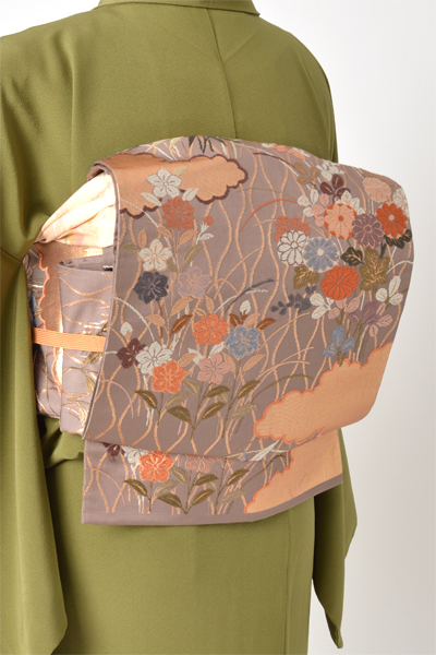 附下訪問着[加賀友禅・抹茶色]