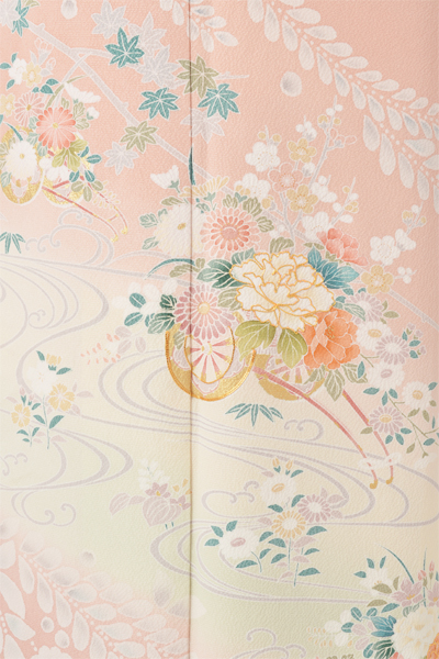 訪問着[ピンク・花車・辻が花風]