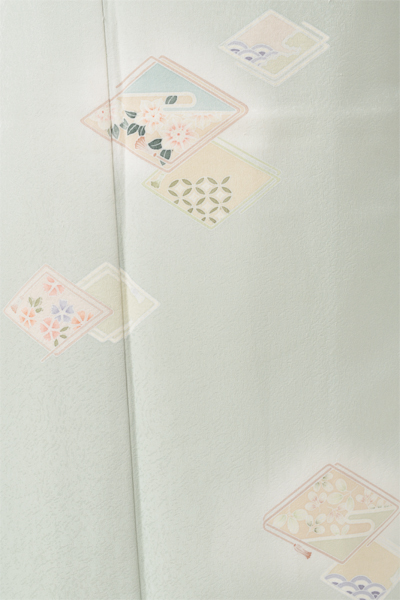 訪問着[浅緑色・組紐に花]