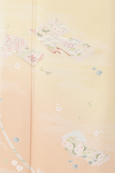 訪問着[クリーム色×オレンジぼかし]