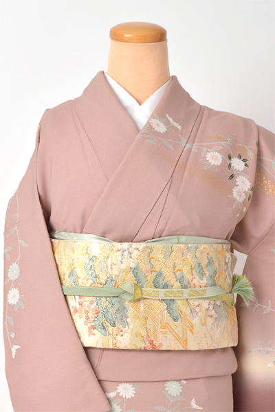 訪問着[京藤色・四季花金駒刺繍]