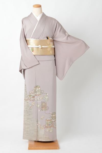 色留袖［霞色/貝桶に百人一首］