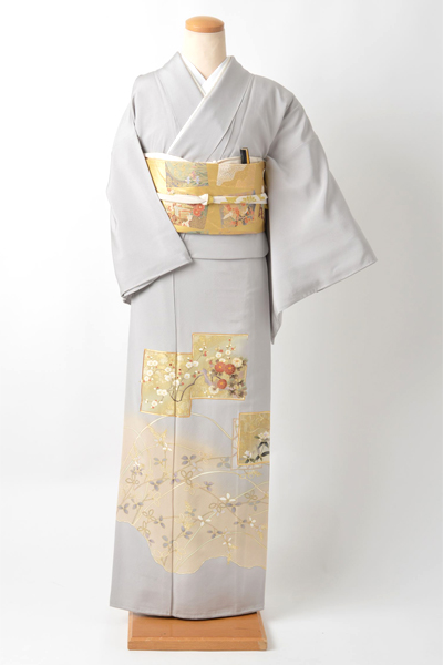 色留袖［グレー/色紙文様]