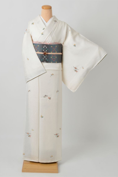 小紋[白地に刺繍の小花]