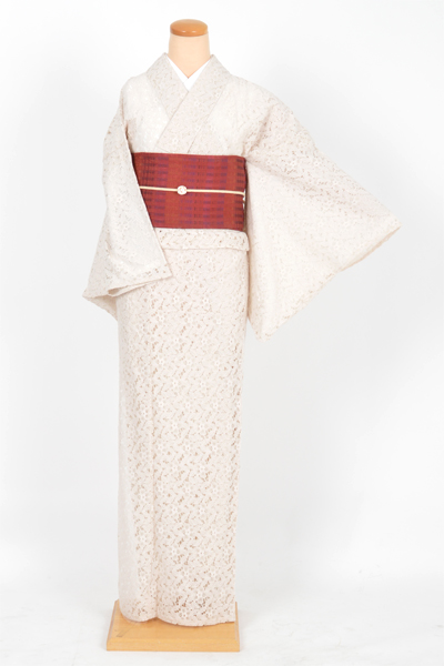 小紋[ベージュレース/襦袢・帯締付]