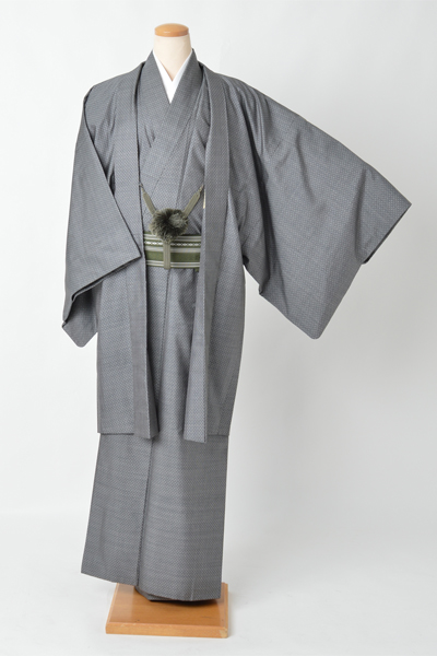 紬・アンサンブル【大島紬・グレー】