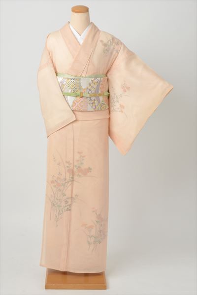 紗袷(オレンジ・秋草)