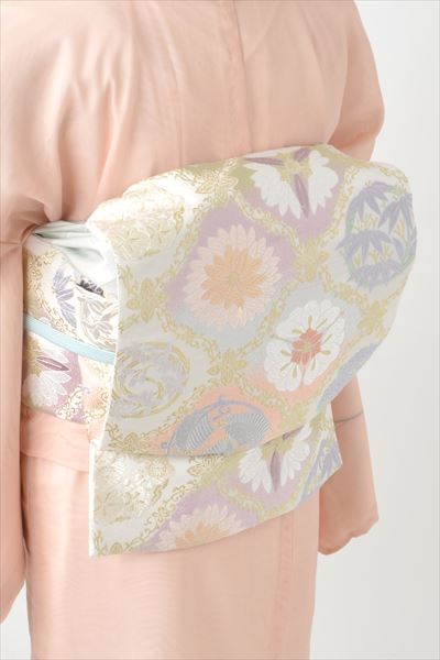 紗袷(ピンク地・秋草)