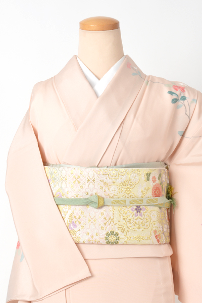 訪問着[サーモンピンク・花模様]