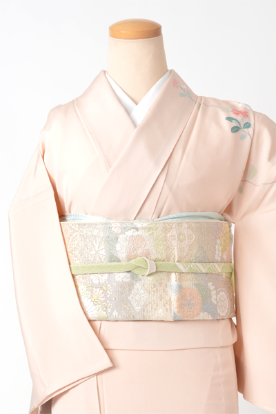 訪問着[サーモンピンク・花模様]