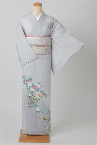 夏物(薄グレー地・秋草)