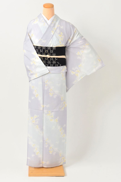 小紋［絽］ブルーグレー地に蔦