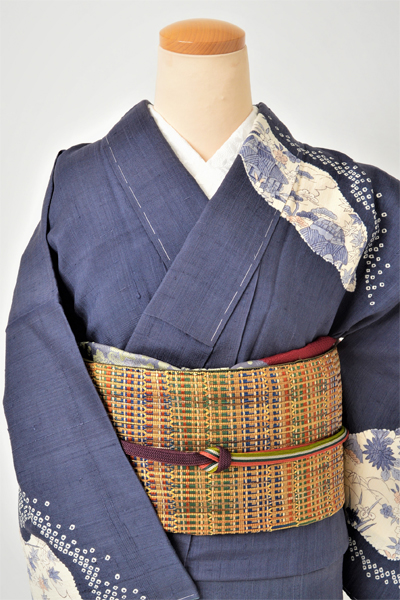 紬訪問着［鳩羽鼠色のしょうざん生紬］