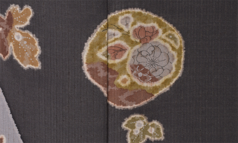 ぜんまい紬（Sサイズ）［黒橡色/辻が花]