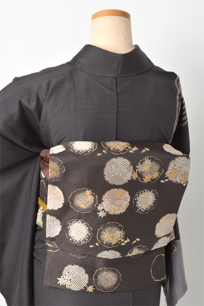 ぜんまい紬（Sサイズ）［黒橡色/辻が花]