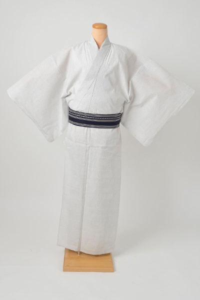 浴衣[162-170cm]（白地・縞）