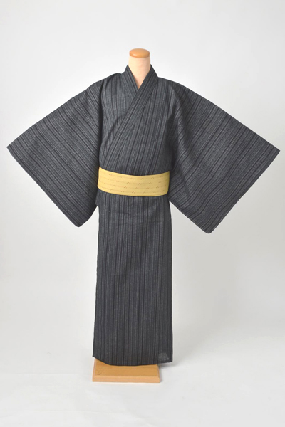 浴衣[175-185cm]（墨色地・縞）