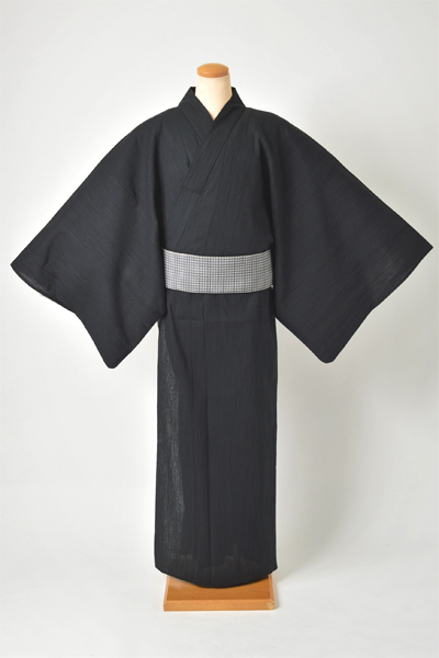 浴衣［186-190cm］黒の板締め風