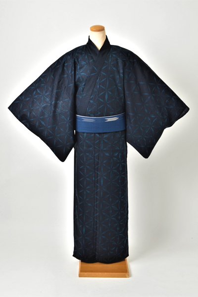 浴衣［178-182cm］濃紺地に麻の葉模様
