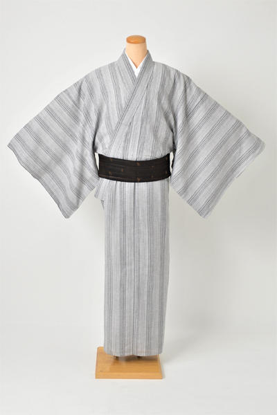 浴衣［175-183cm］グレーの縦縞